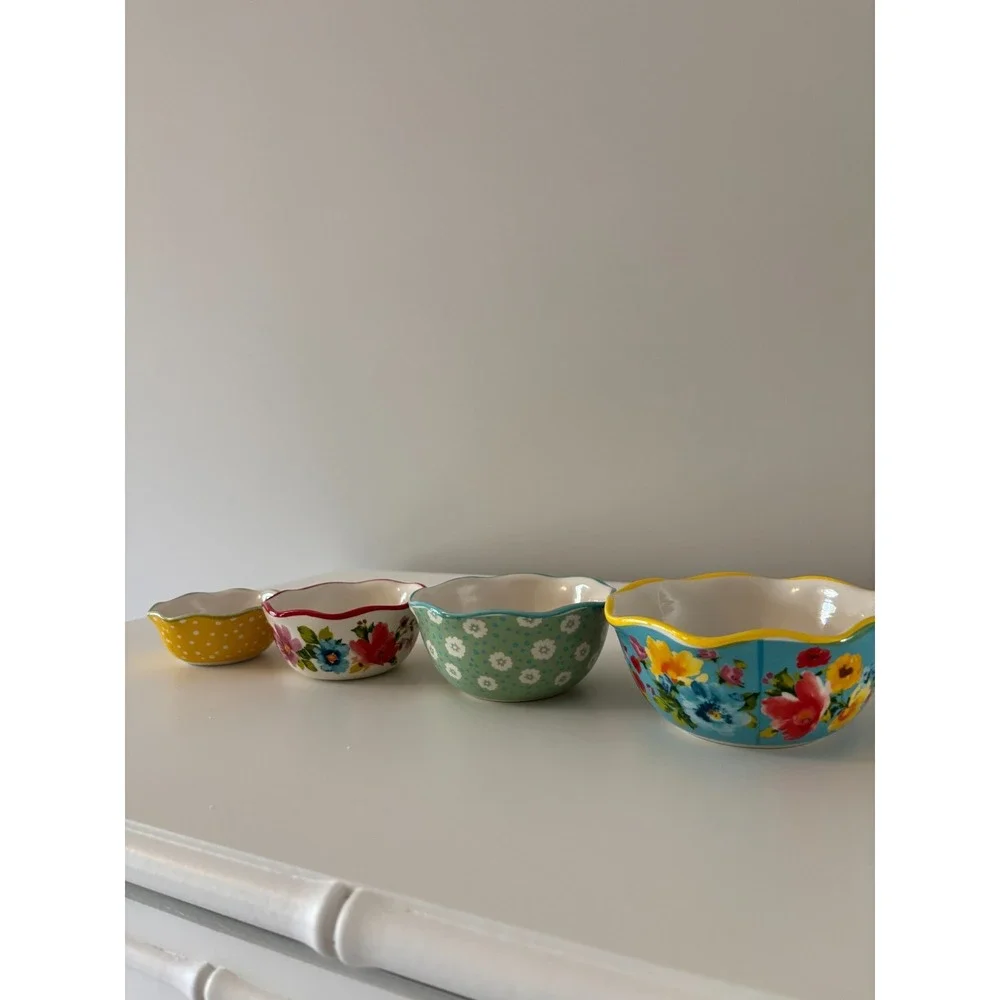Pioneer Woman Nesting Measuring Cups Bowls Floral Pattern 4 Piece